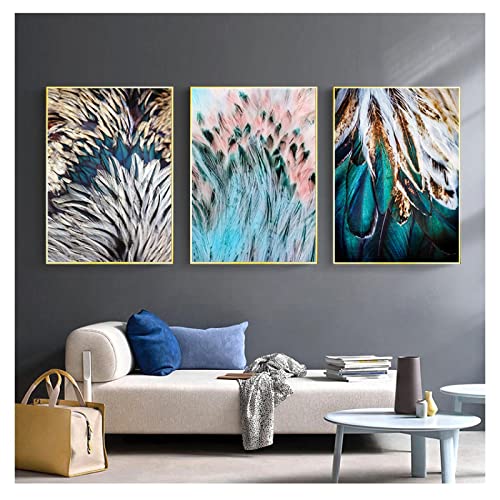 Immagini Astratte Oro Verde Rosa Piuma alla Moda