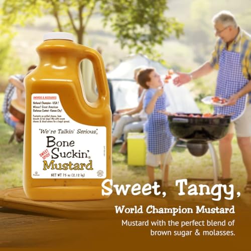 Bone Suckin' Sweet Spicy Mustard, Gluten-Free, Non-GMO, Kosher, Delicious on Hot Dogs, Brats, Sandwiches, Cheese, Seafood (75 Oz) - Image 2
