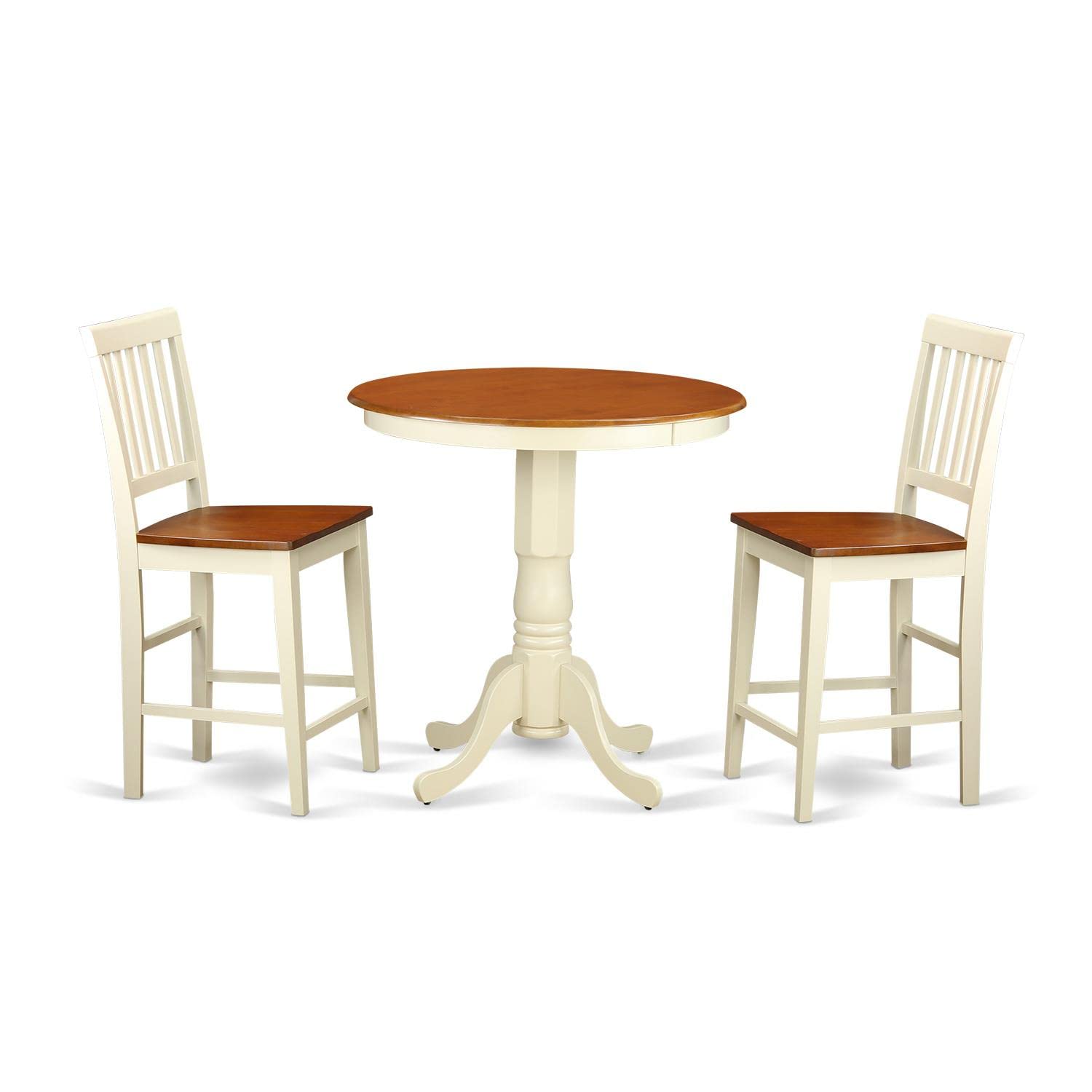 East West Furniture Eden 3-Piece Dining Set with Stool in Buttermilk/Cherry