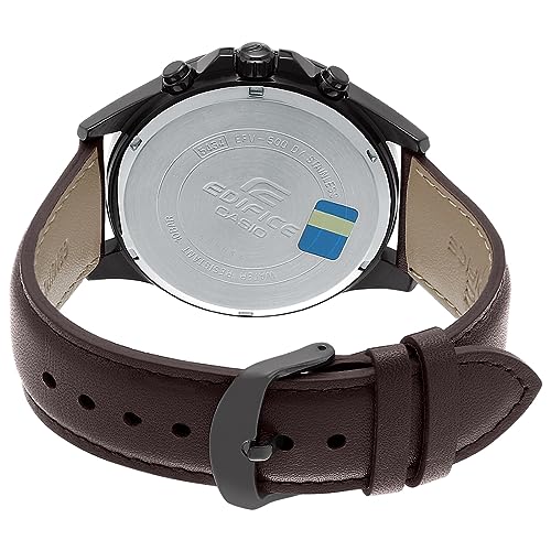 Casio EDifice EFV-500BL-1AVUDF Brown Analog Dial Black Leather Band Men's Watch Chronograph 100M Water Resistant EX316 - Image 4