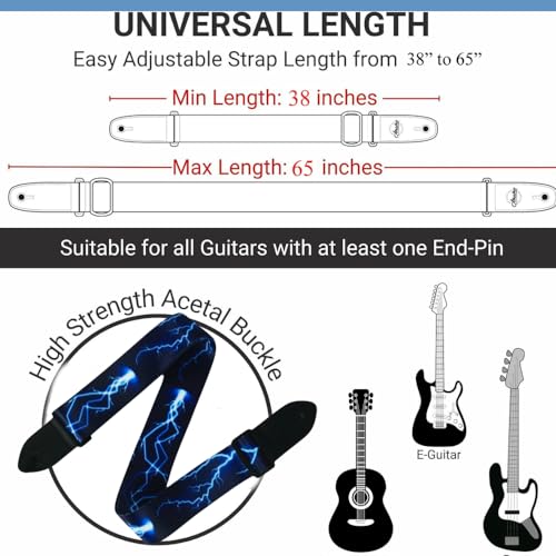 Image of DEVICE OF URBAN INFOTECH Guitar Strap Belt for Acoustic & Electric Guitar Adjustable Buckle Guitar Strap Modern Design Guitar Belt For Acoustic /Bass /Electric Guitars