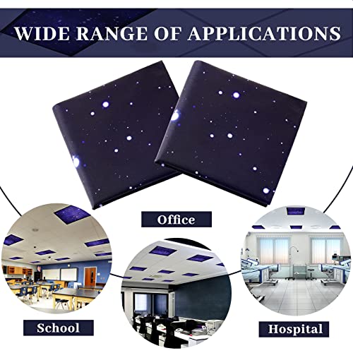 Image of Hortsun 4 Pack 4 x 2 Feet Fluorescent Light Covers, Magnetic Light Filters for Classroom Ceiling, Decorative Lights Shade for Office Home Hospital(Starry Sky)