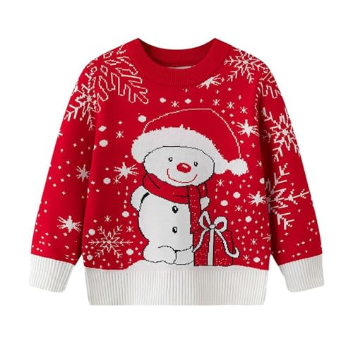 Pull de Noël moche pour enfant vêtement chaud rouge pour protéger du froid hivernal