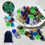 daqoupzi Lot de 60 billes en verre (16 mm x 50 – Petites billes colorées avec motifs + 16 ...