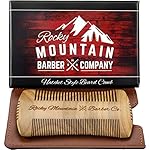 Beard Comb - Sandalwood Natural Hatchet Style for Hair - Anti-Static & No Snag, Handmade Wide & Fine Tooth Contour Brush Best for Beard & Moustache with Carrying Case Pouch