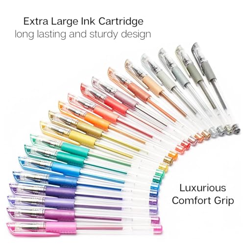 Image of KINGART 400-20 Comfort Grip Gel Pens, Set of 20 Unique Metallic Colors