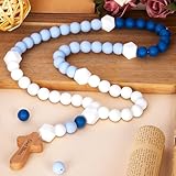 Silicone Baby Rosary with Cross, Baptism Gift Baby Rosary Teether for Boy Girl Kids, My First Rosary Catholic Religious Gifts Christian First Holy Communion Party Decorations, Blue