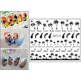 ｡◕‿◕｡ AMhomely® Neu Nail Decal Sticker/Nagelaufkleber - Maniküre-Palmen-Ozean-Wind-tropischer Brandungs-Strand-Kokosnussbaum-Art-Nagel-Aufkleber (2PC)