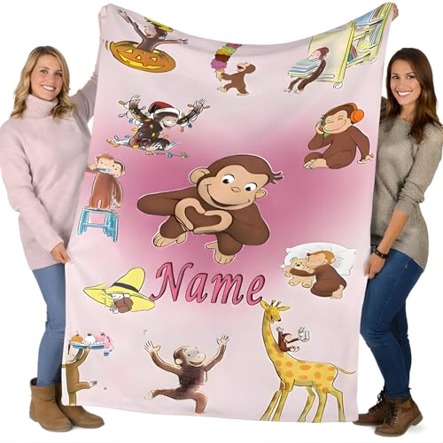 SweePip Customizable Curious George Blanket Curious George Flannel Blanket Personalized
