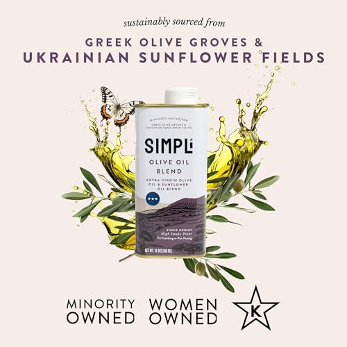 Image of SIMPLi Oil Blend, Olive Oil Extra Virgin Cold Pressed, High Smoke Point, Nutty and Herbaceous Flavor, 16.9 oz