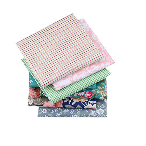 New Foral Series Cotton Fabric Quilting Patchwork Fabric Fat Quarter Bundles Fabric for Sewing DIY Crafts Handmade Bags 40X50cm 7pcs/lot (Green Series)