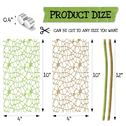 Image of 8PCS Jumping Spider Enclosure Accessories, Jumping Spider Web with Magnets, Jumping Spider Accessories Climbing Toy, Jumping Spider Enclosure Decor (Green and Khaki)