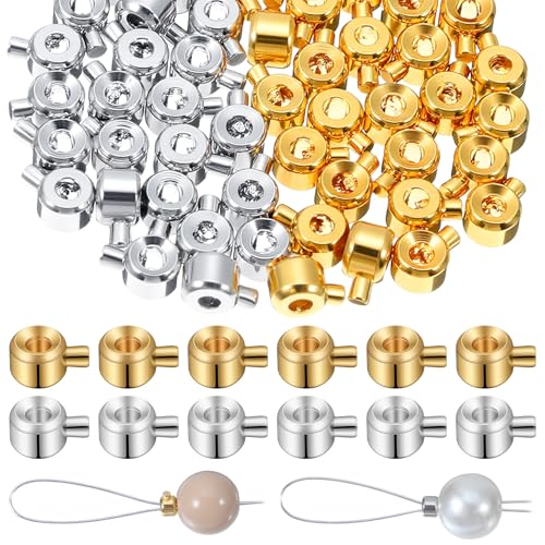 Tyqour 80 PCS Crimp Beads for Jewelry Making Supplies Crimping Beads Brass Crimp Bead Covers Gold Silver Spacer Bead for Earring Necklace DIY Beading Supplies