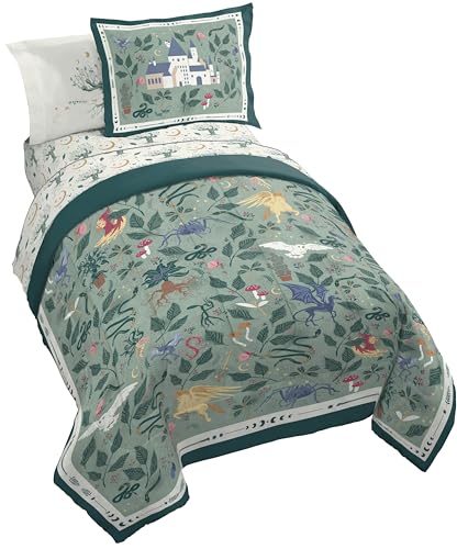Harry Potter Twin Comforter Set 5 Piece Soft Floral Bedding Green