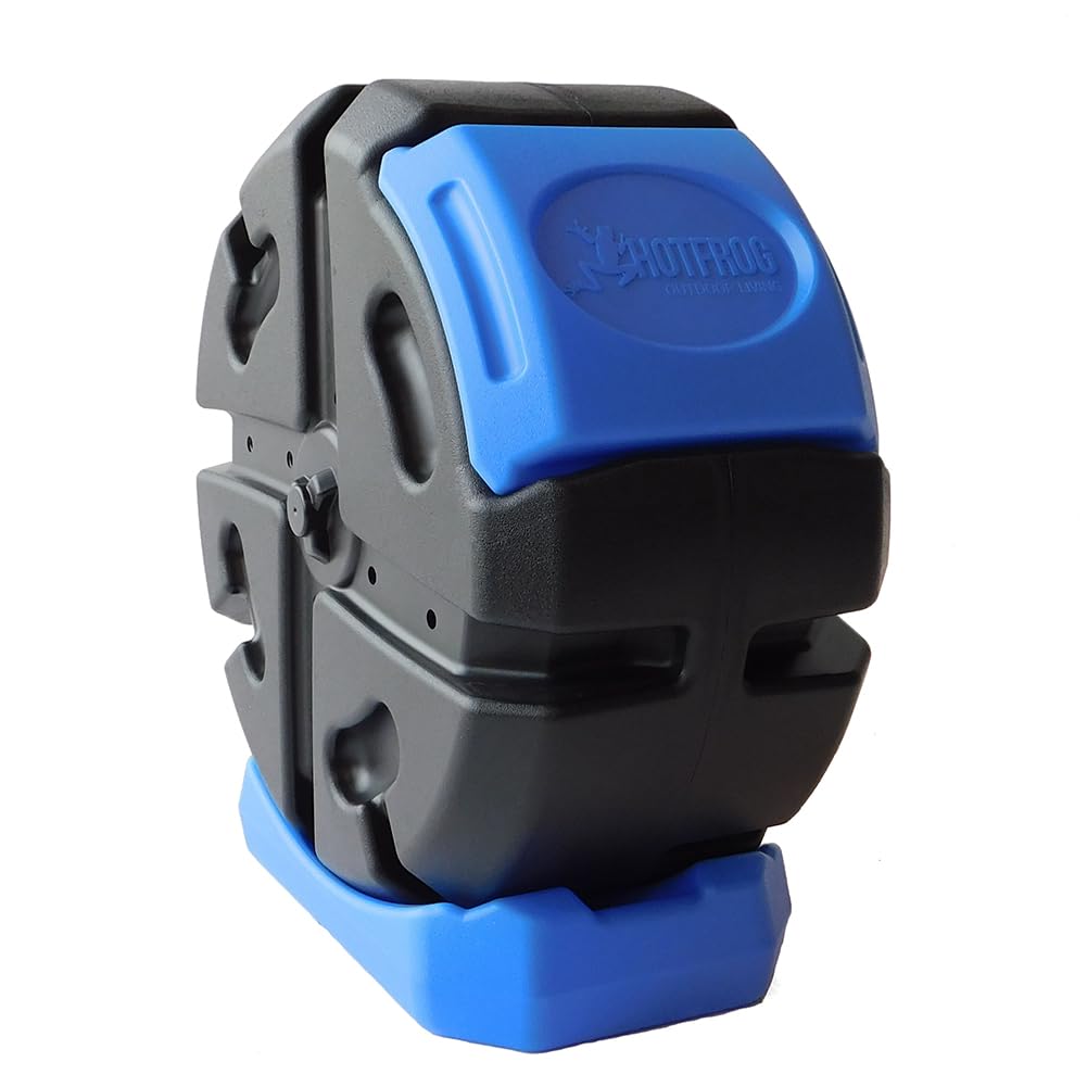 FCMP Outdoor HOTFROG Half Size Rolling Single Chamber Batch Tumbling Composter - Outdoor Rotating Garden Compost Bin (HF-RC2000WB-BLU) Black & Blue (19-Gallon)