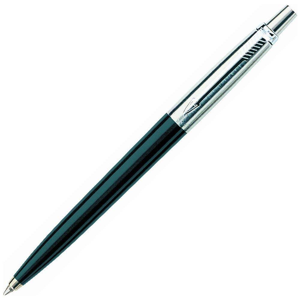 ParkerJotter Original Retractable Ballpoint Pen - Black and Steel - M Line 1mm - Blue Ink
