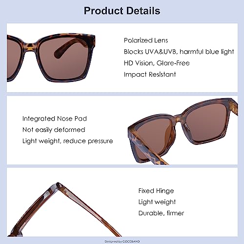 COCOSAND Kids Sunglasses Polarized UV 400 Protection Retro Square Futuristic Glasses for Youth Teen Boys Girls Age 5-124