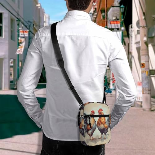 Personalized Small Crossbody Bag Water Resistant Messenger Bags Mini Rooster And Hen Printing SlingBag For Men Women4