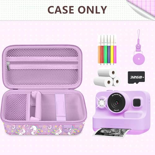 Image of Leayjeen Kids Camera Case Compatible with Dylanto /GKTZ /HiMont /CAMCLID /ESOXOFFORE Kids Instant Print Camera, Christmas Gifts and Birthday Gifts for Kids - Purple Unicorn (Case Only)