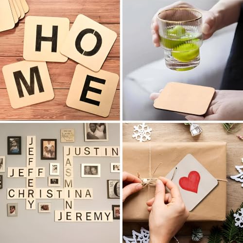 Image of SWAGSTATION MDF Blanks Cutouts for DIY,Art Work,Decoupage,Mix Media,Scrapbook,Craft Supplies Square Costers Blank 3.5 Inch 12 Pcs