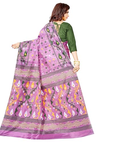 Image of Mayabi Women's Dhakai Jamdani Cotton Silk Saree Traditional Bengali Tant Korat Work, Without Blouse Piece
