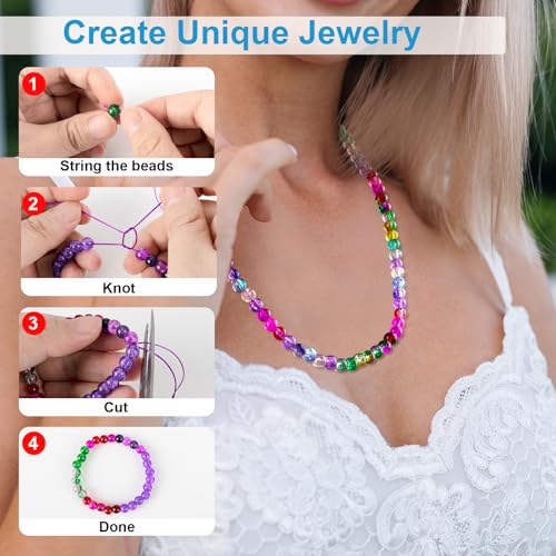 Image of XSEINO About 1200pcs 6mm Crack Glass Beads Bracelet Making Kit,24 Style Crack Mystic Green Series Colorful Crystal Beads for Jewelry Bracelet Making,DIY Crafts,Friendship Bracelets