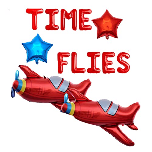 Airplane Birthday Party Decorations Time Flies Balloons Airplane Foil Balloons For Baby Shower Boys Girls Kids 1St 2Nd 3Rd Themed Party Decorations Supplies #TOP2