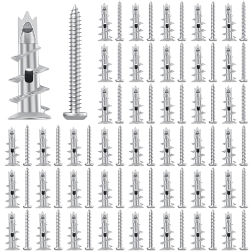 Rigipsdübel, Dübel Gipskarton, 40 Stück Hohlraumdübel Metall mit 40 Stück Schrauben, Selbstbohrender Gipskartondübel, Zur Befestigung In Beton, Ziegeln, Gipsbauplatten Uvm