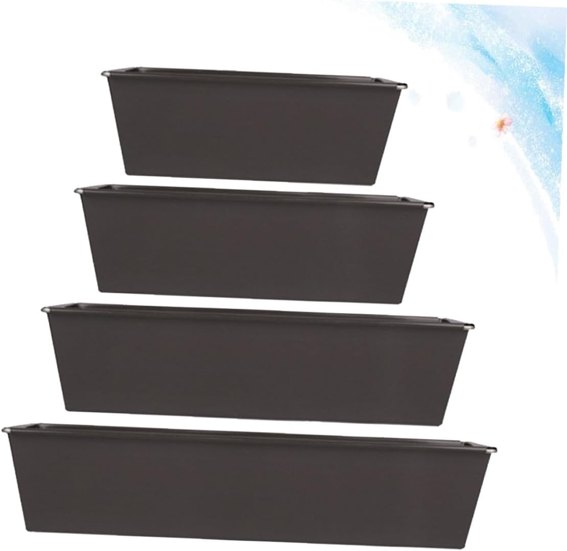 ULTECHNOVO 4pcs Non-stick Bread Cake Baking Molds Loaf Pans Household Bakeware Oven-ready Rectangular Black for Home Bakers