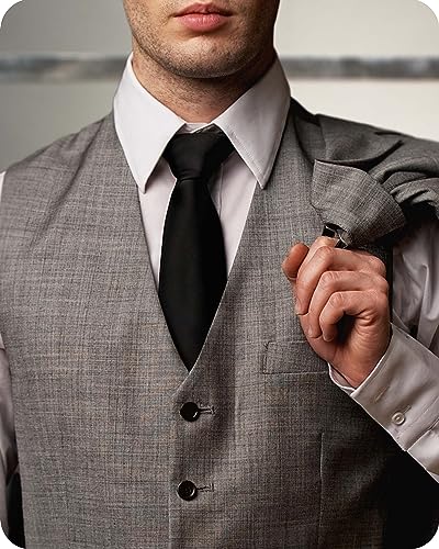 Image of boxed-gifts Clip on Ties for Men - Premium Black Solid Color Clip on Tie