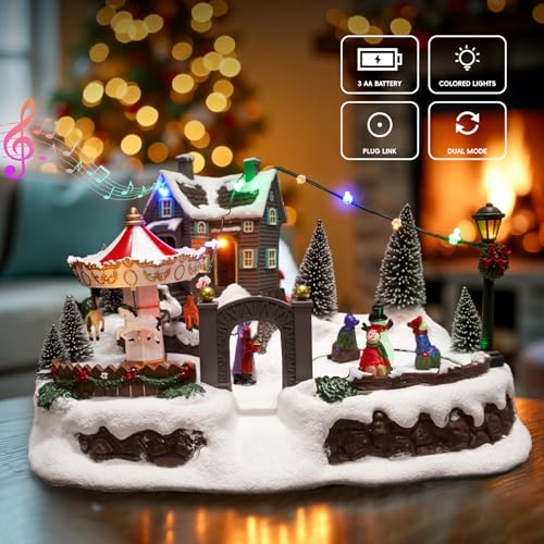Village de Noël de prestige en résine sculptée main