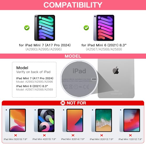 Image of RAYMCRAFT Keyboard Case for iPad mini 7 (A17 Pro, 2024) & Mini 6 (2021) 8.3-inch, 360 Rotatable, 7 Color Backlit, Multi-Touch Trackpad, Wireless Keyboard for iPad mini 7th /6th Generation, Hot Pink