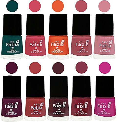 Image of ALL IN ONE (PACK OF 10), Long Lasting Glossy Nail Polish, 6 ml Each, All Vibrant Colours,02092