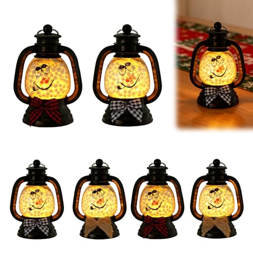 6 Stück Weihnachtsdeko Laterne Mini Weihnachtslaterne mit Warmweißes...
