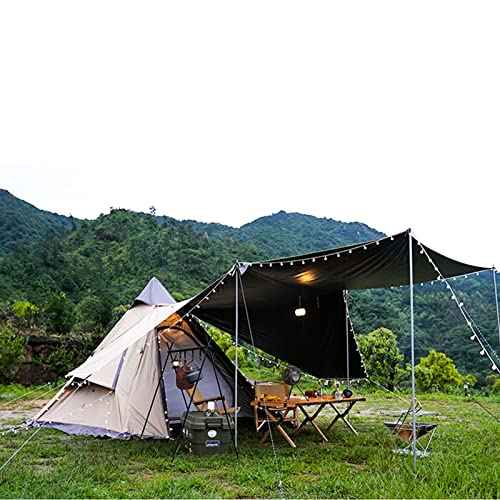 Campingtent, Outdoor Canvas Camping Piramide Tipi Tent Volwassen Indiase Tipi Tent voor 2~3 Personen, Gemakkelijk op te zetten Piramide Tent 4-seizoenen Volledige verduisterende Familie T hopeful - Afbeelding 4