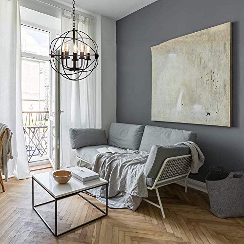 Lustre encastré à 5 lumières style plafonnier rustique et suspension vintage