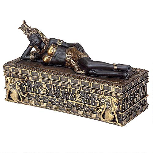 Design Toscano QS24199 Cleopatra, Queen of Egypt Treasure Box, Two Tone Black and Gold