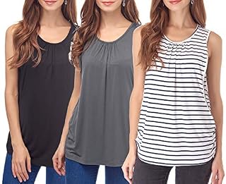 Smallshow Women's Maternity Nursing Tops Breastfeeding Clothes Medium Dark Grey-Black-White Stripe
