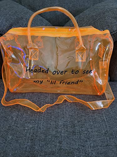 Candy Color Jelly Overnight Travel Bag With Words Clear Rainbow Weekend Tote See Through Pvc Duffel For Gym Sports School Beach (Orange-Mylilfriend) #TOP2