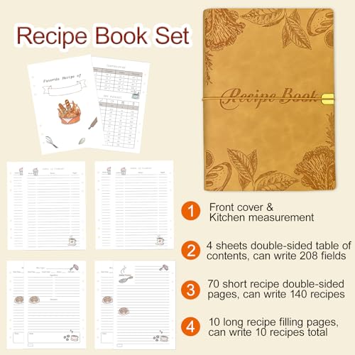 Image of GoShambar Blank Recipe Book to Write in Your Own Recipes, Leather Cookbook