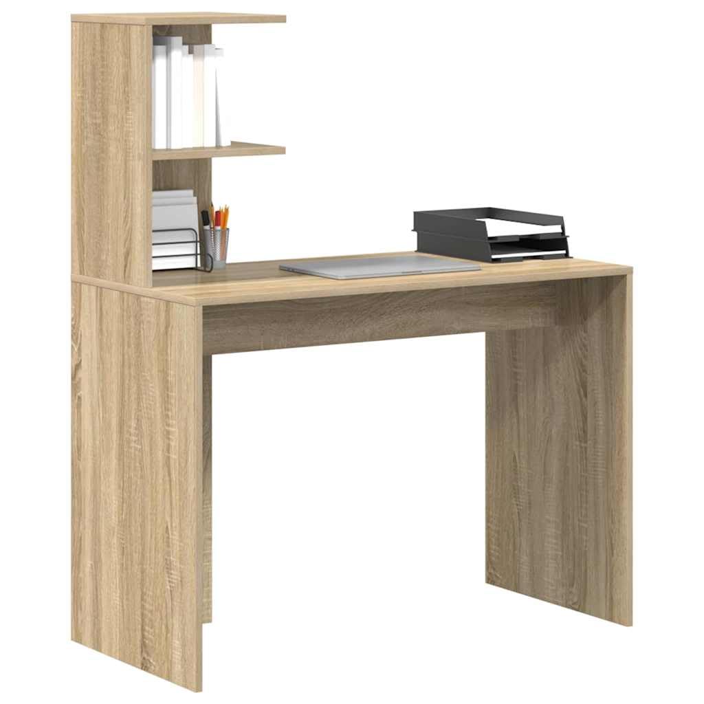Scrivania in rovere Sonoma, 102 x 50 x 124 cm, in legno opaco, con 1 ripiano, scrivania da ufficio, postazione di lavoro per home office, monitor laptop, documenti e ordine