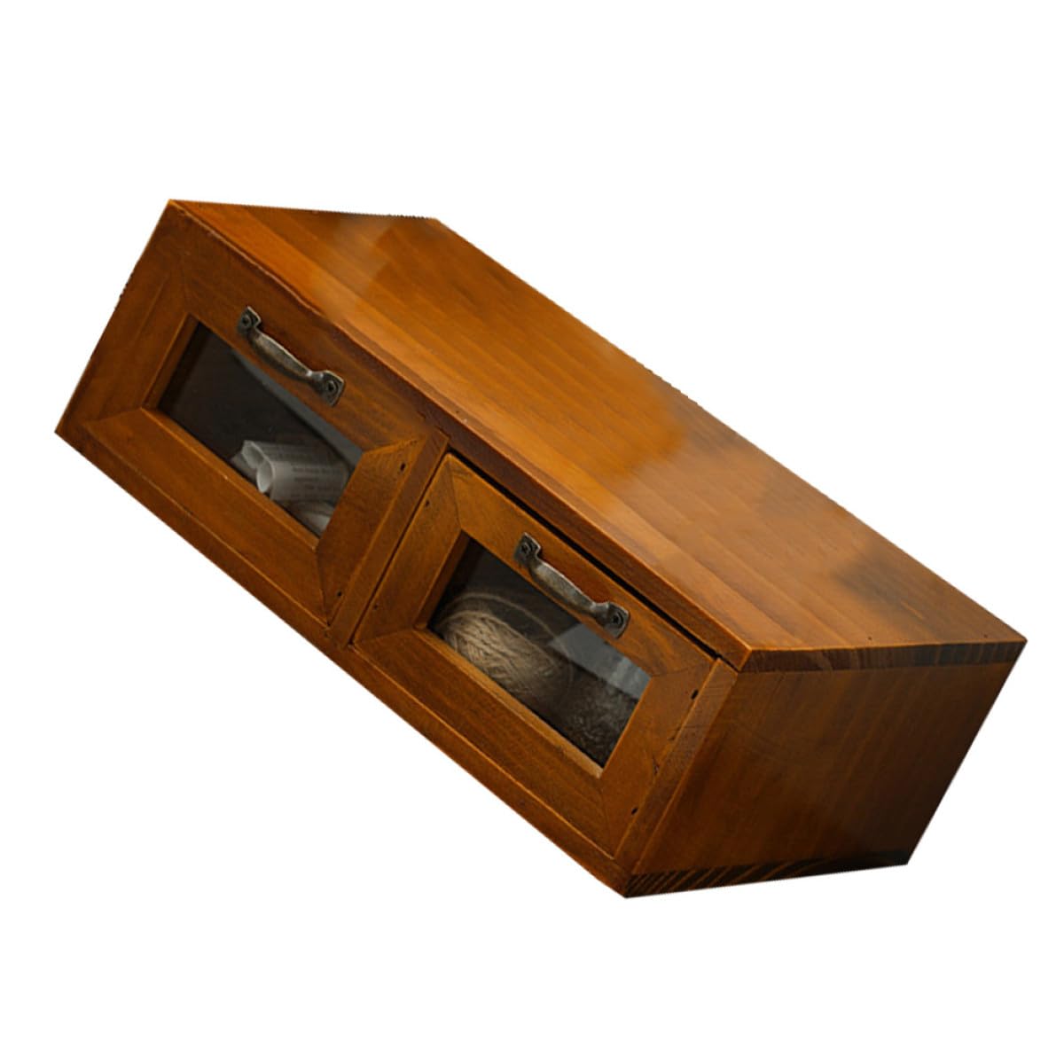 Supporto Elevatore per Computer in Legno Scatola Portaoggetti Vintage a Due Cassetti Custodia da Scrivania per Cancelleria e Cosmetici Organizzatore per Monitor per Impiegati e