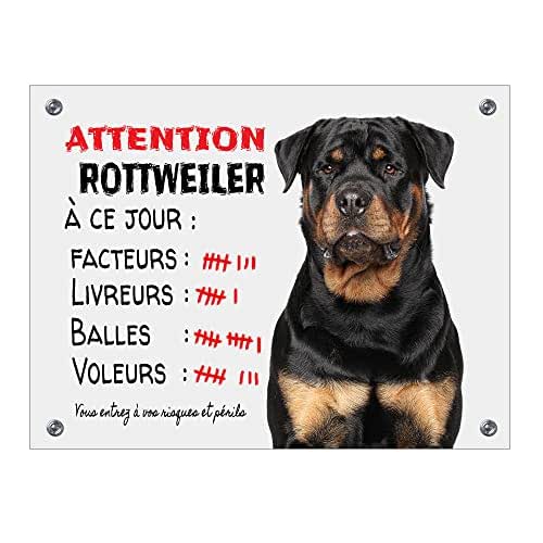 Plaque "Attention Au Chien, Notre Spitz Noir Et Feu Est Une Sonnette" 24 Cm