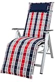  Kettler Polen KETTtex 2128 Auflage Relaxliegen Rom blau-rot Sitzpolster 170x50x9 cm (ohne Liege)