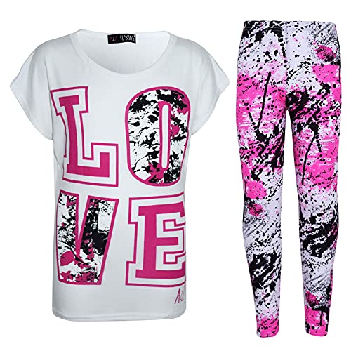 Image of A2Z 4 Kids Girls Love Crop Top T-Shirt And Splash Fashion Leggings Girls Pants Kids Outfit Sets Age 5-14 Years