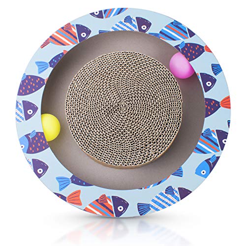 Petper Cat Scratcher Scratching Pads, Round Cat Scratch Board with Ball Toy