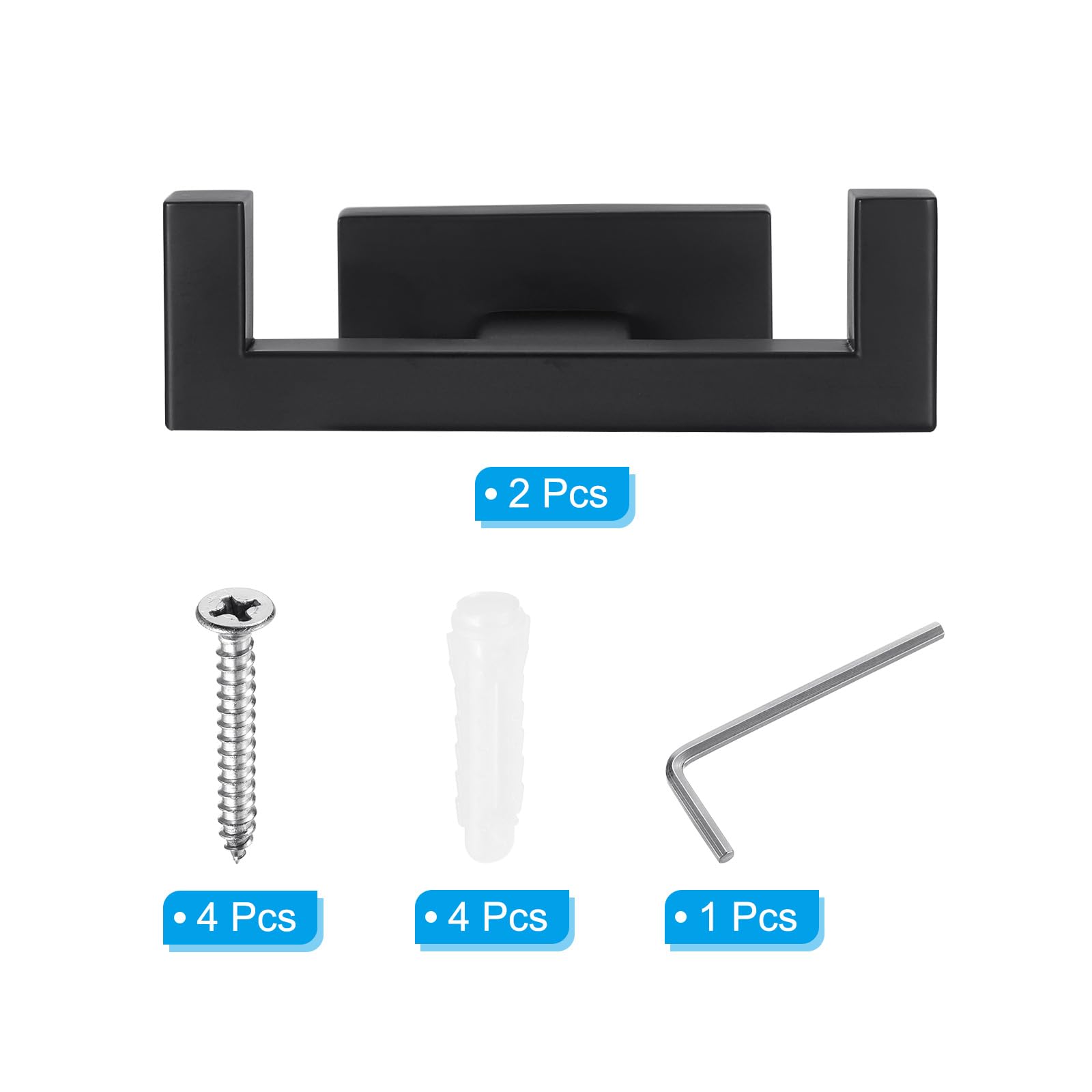 PATIKIL Double Towel Hook, 2Pack 304 Stainless Steel Wall Mounted Hanger Rectangle Towel Holder for Hanging Bathroom Bedroom - Image 3