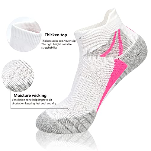 Image of Womens Ankle Socks Athletic Cushioned Sport Socks | Cotton Breathable Performance Tab Quarter Ankle Running Socks for Women 6 Pack