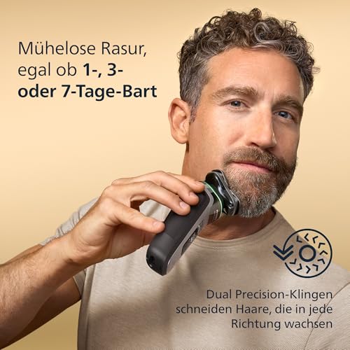 Philips Rasierer i9000 Prestige, elektrischer Nass- und Trockenrasierer für Herren mit integriertem Trimmer, dunkelgrau-silber, Drucksensor, Ladestation und Reiseetui (Modell XP9204/10) 5