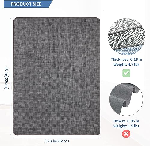 Image of Chair Mat for Hardwood & Tile Floor, 36 inch x 48 inch Heavy Duty Office Chair Mat for Rolling Chairs, Anti Slip, Non-Curve, Floor Protector for Home Office, Charcoal Grid
